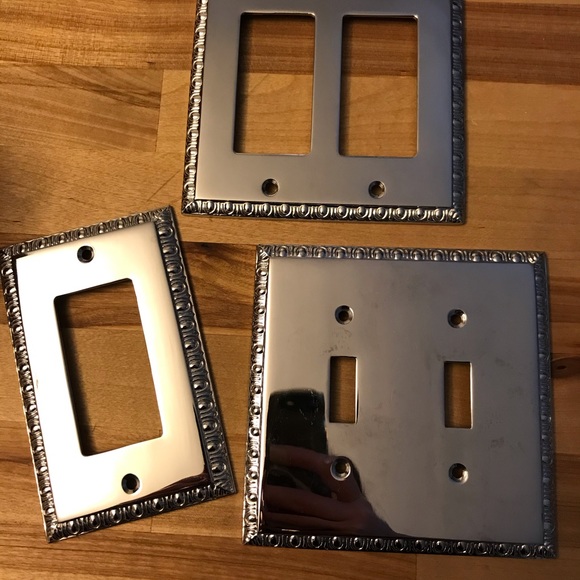 Chrome-Set 3 new wall plates-metal heavy quality - Picture 1 of 5